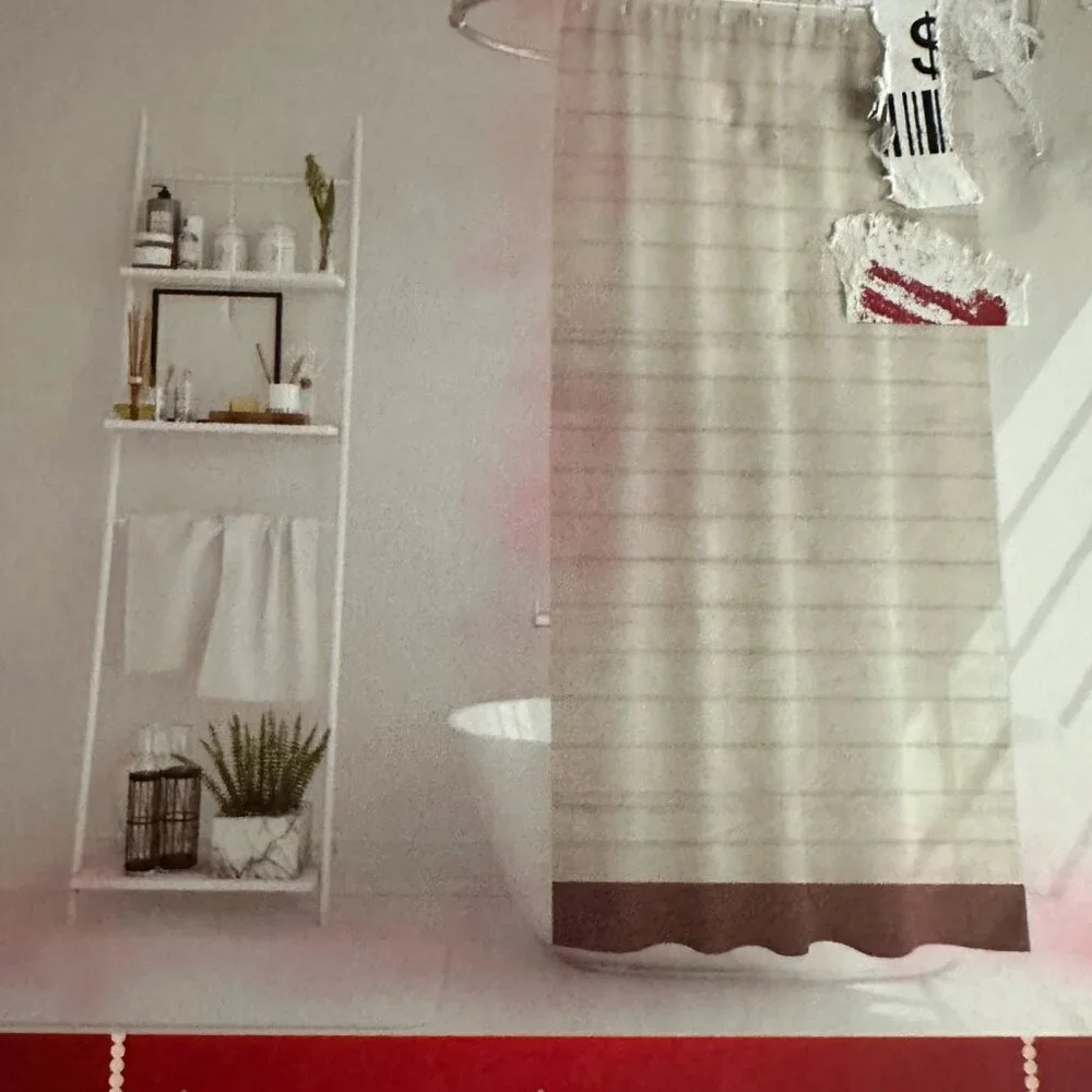 Ladinne 100% Cotton Shower Curtain 72x72 White Textured Made In Turkey NIP Alte